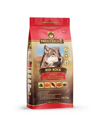 WOLFSBLUT Red Rock Adult hrana uscata pentru caini alergici cu carne de cangur si dovleac 12,5 kg