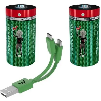 Wonder Pachet Baterii Wonder 2 Bucati, Reincarcabile, C/LR14 cu Cablu USB-C