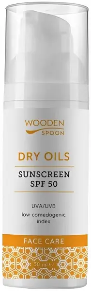 Wooden Spoon Loțiune de față cu protecție solară Dry Oils, SPF50, 50 ml