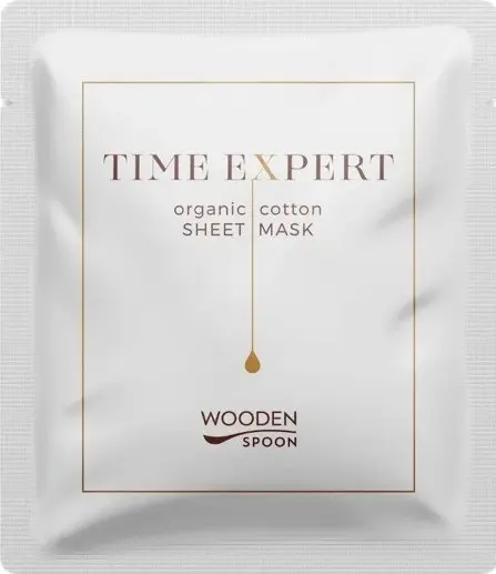 Wooden Spoon Mască pentru față Time Expert, bumbac organic, 1 buc