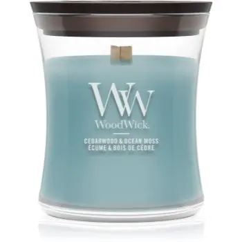 Woodwick Cedarwood & Ocean Moss lumânare parfumată cu fitil din lemn