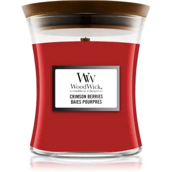 Woodwick Crimson Berries lumânare parfumată cu fitil din lemn