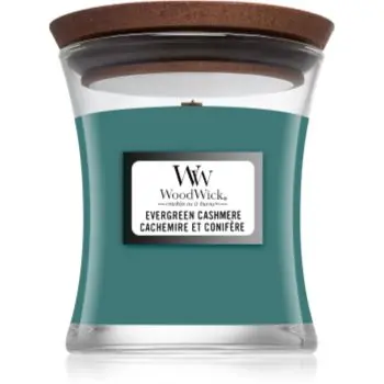 Woodwick Evergreen Cashmere lumânare parfumată cu fitil din lemn