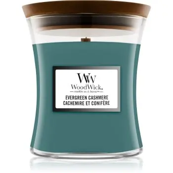 Woodwick Evergreen Cashmere lumânare parfumată cu fitil din lemn
