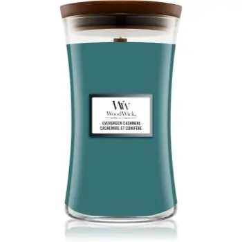 Woodwick Evergreen Cashmere lumânare parfumată cu fitil din lemn