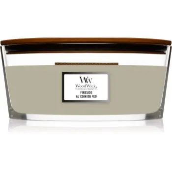Woodwick Fireplace Fireside lumânare parfumată cu fitil din lemn (hearthwick)
