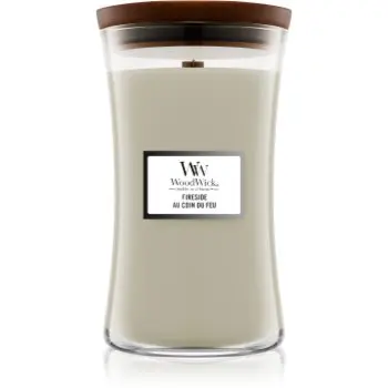 Woodwick Fireside Au Coin Du Feu lumânare parfumată cu fitil din lemn