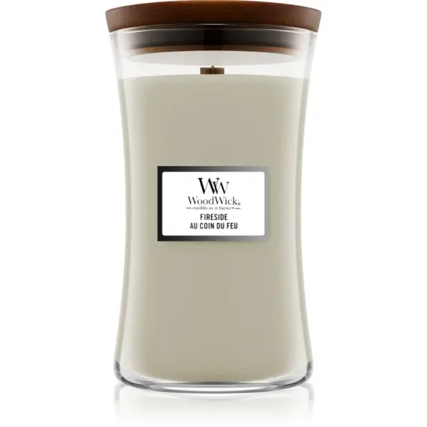 Woodwick Fireside Au Coin Du Feu lumânare parfumată cu fitil din lemn 609.5 g