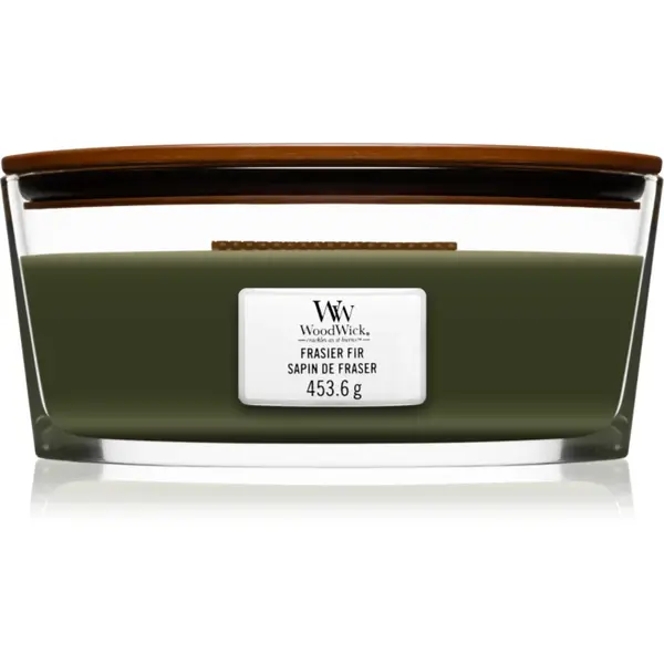 Woodwick Frasier Fir lumânare parfumată cu fitil din lemn (hearthwick) 453.6 g