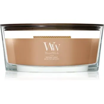 Woodwick Hazelnut Roast lumânare parfumată cu fitil din lemn