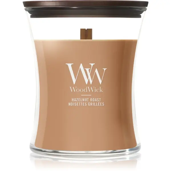 Woodwick Hazelnut Roast lumânare parfumată cu fitil din lemn 275 g