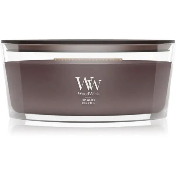 Woodwick Iris Woods lumânare parfumată cu fitil din lemn 453.6 g