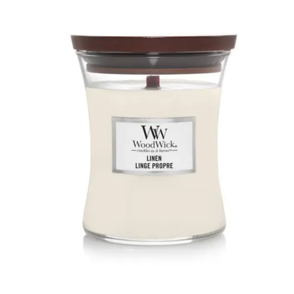 WoodWick Linen Lumânare parfumată Volum 453.6 g