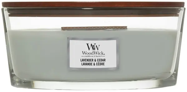 WoodWick Lumânare parfumată Lavender & Cedar, 453.6 g