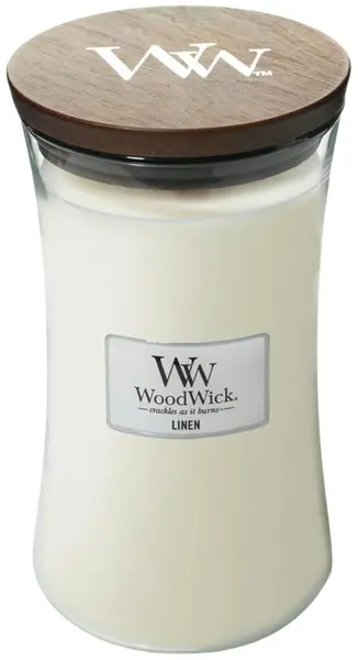 WoodWick Lumânare parfumată Linen, 609.5 g