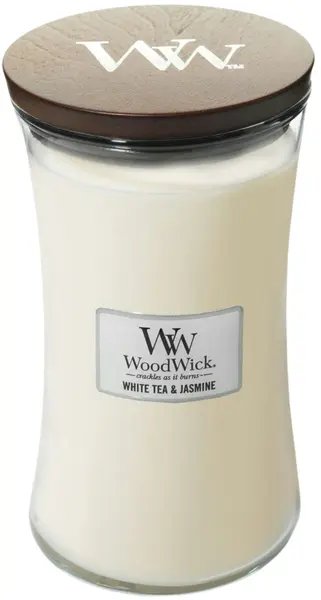WoodWick Lumânare parfumată White Tea & Jasmin, 609.5 g