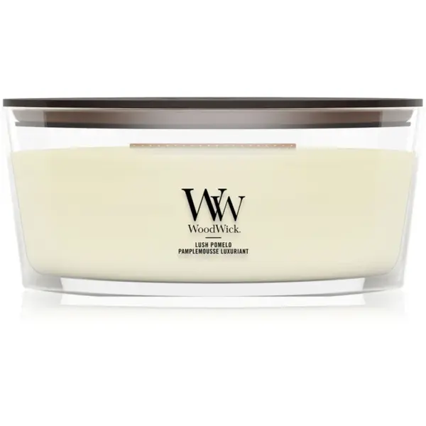 Woodwick Lush Pomelo lumânare parfumată cu fitil din lemn 453.6 g