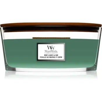 Woodwick Mint Leaves & Oak lumânare parfumată cu fitil din lemn (hearthwick)