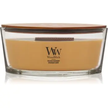 Woodwick Opulent Wood Golden Bourbon lumânare parfumată cu fitil din lemn (hearthwick)