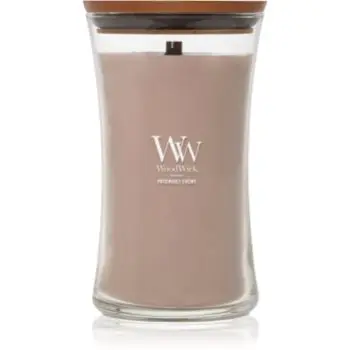 Woodwick Opulent Wood Patchouli Creme lumânare parfumată cu fitil din lemn