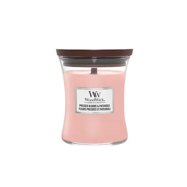 WoodWick Pressed Blooms & Patchouli Lumânare parfumată Volum 453.6 g