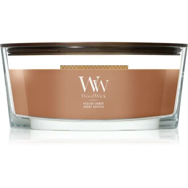 Woodwick Radiant Amber lumânare parfumată cu fitil din lemn 453.6 g