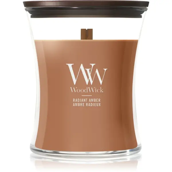 Woodwick Radiant Amber lumânare parfumată cu fitil din lemn 275 g