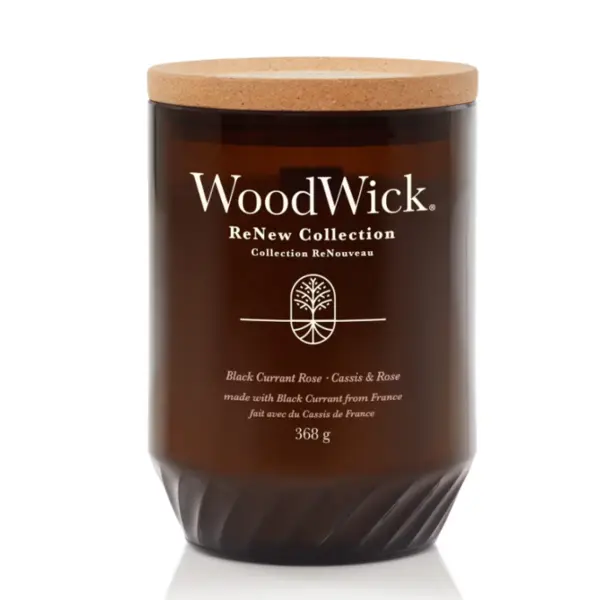 WoodWick Renew Black Currant & Rose Lumânare parfumată Volum 368 g.