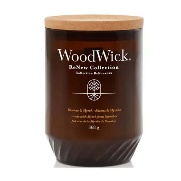 WoodWick Renew Incense & Myrrh Lumânare parfumată Volum 368 g.