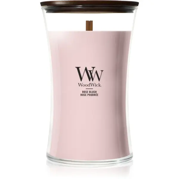 Woodwick Rose Blush lumânare parfumată cu fitil din lemn 610 g