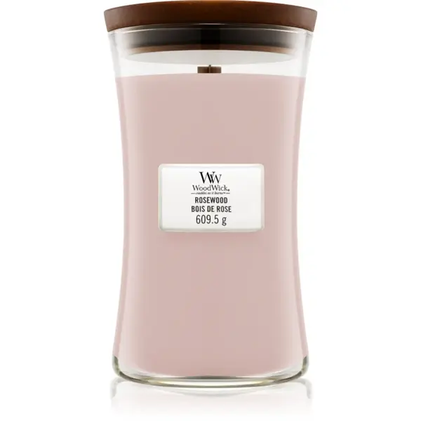 Woodwick Rosewood lumânare parfumată cu fitil din lemn 609.5 g