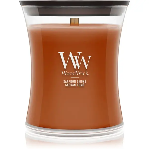 Woodwick Saffron Smoke lumânare parfumată cu fitil din lemn 275 g