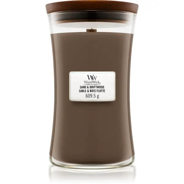 Woodwick Sand & Driftwood lumânare parfumată cu fitil din lemn 609.5 g