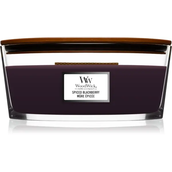 Woodwick Spiced Blackberry lumânare parfumată cu fitil din lemn (hearthwick) 453.6 g