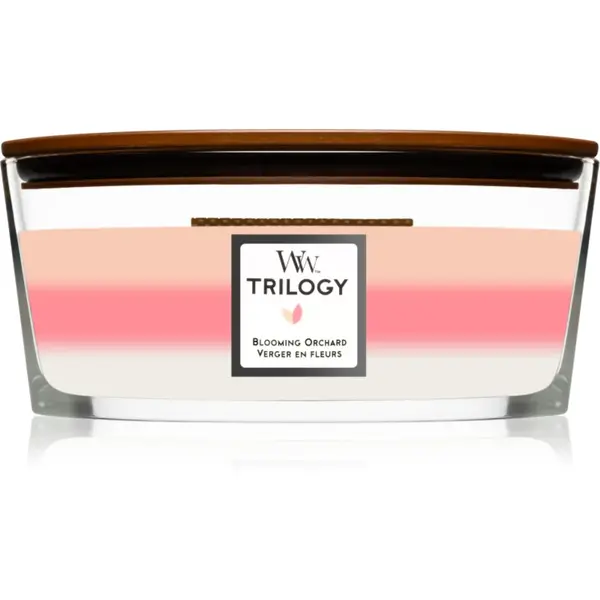 Woodwick Trilogy Blooming Orchard lumânare parfumată 453.6 g