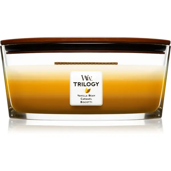 Woodwick Trilogy Café Sweets lumânare parfumată cu fitil din lemn (hearthwick) 453.6 g
