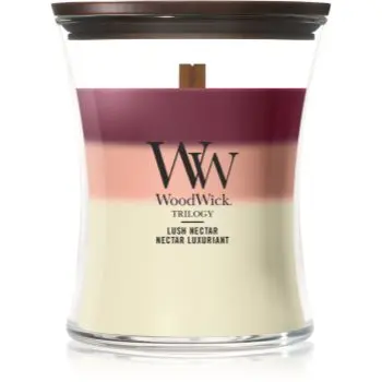 Woodwick Trilogy Lush Nectar lumânare parfumată cu fitil din lemn