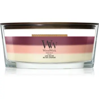 Woodwick Trilogy Lush Nectar lumânare parfumată cu fitil din lemn