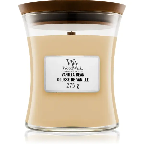 Woodwick Vanilla Bean lumânare parfumată cu fitil din lemn 275 g