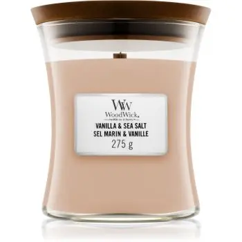 Woodwick Vanilla & Sea Salt lumânare parfumată cu fitil din lemn