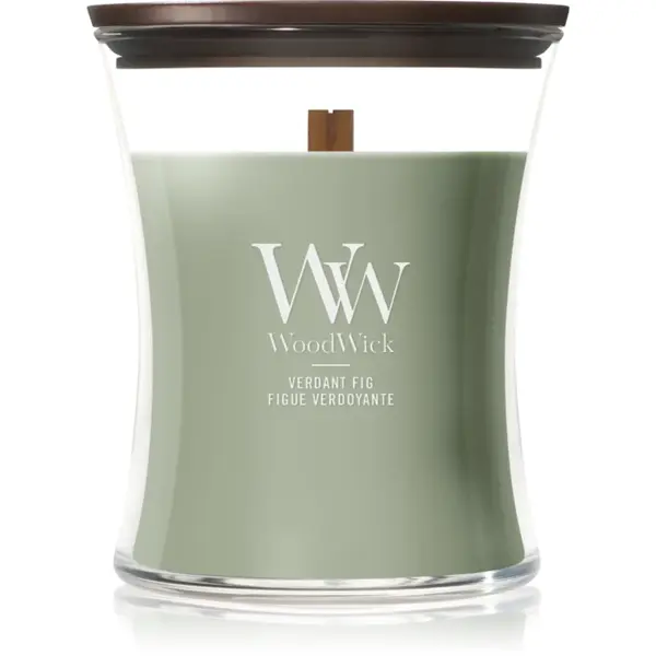 Woodwick Verdant Fig lumânare parfumată cu fitil din lemn 275 g