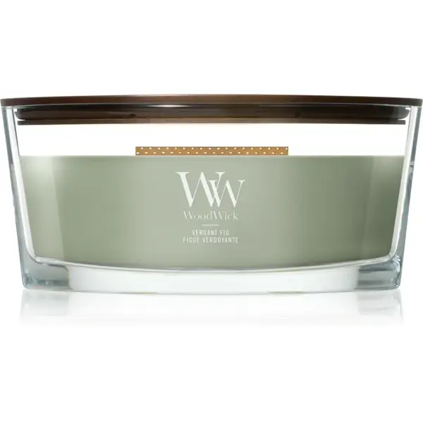 Woodwick Verdant Fig lumânare parfumată cu fitil din lemn 453.6 g