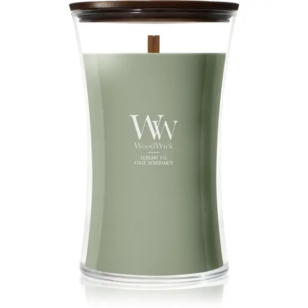 Woodwick Verdant Fig lumânare parfumată cu fitil din lemn 610 g