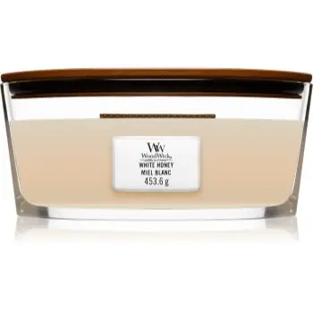 Woodwick White Honey lumânare parfumată cu fitil din lemn (hearthwick)