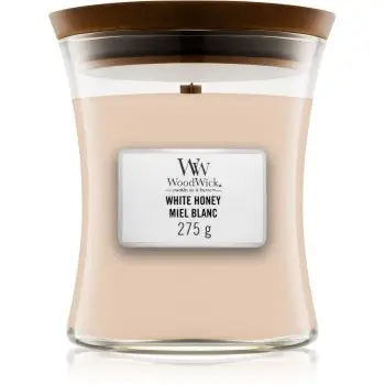 Woodwick White Honey Miel Blanc lumânare parfumată cu fitil din lemn