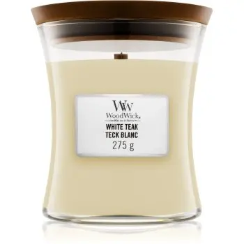 Woodwick White Teak lumânare parfumată cu fitil din lemn
