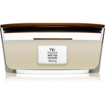 Woodwick White Teak lumânare parfumată cu fitil din lemn (hearthwick)
