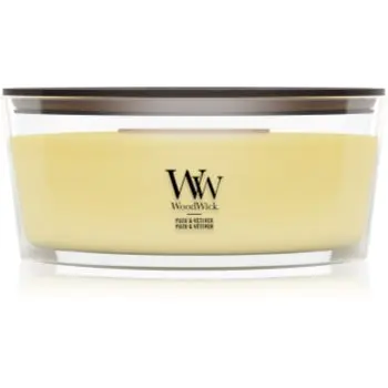 Woodwick Yuzu & Vetiver lumânare parfumată cu fitil din lemn
