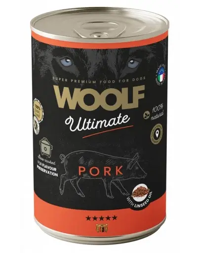 WOOLF Ultimate Adult Dog porc și ulei in 400g hrană câine adult