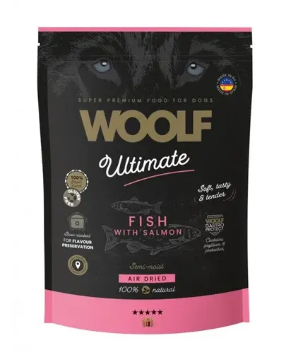 WOOLF Ultimate Soft Adult Dog pește cu somon 1 kg hrană semi-umedă fără cereale pentru câini adulți
